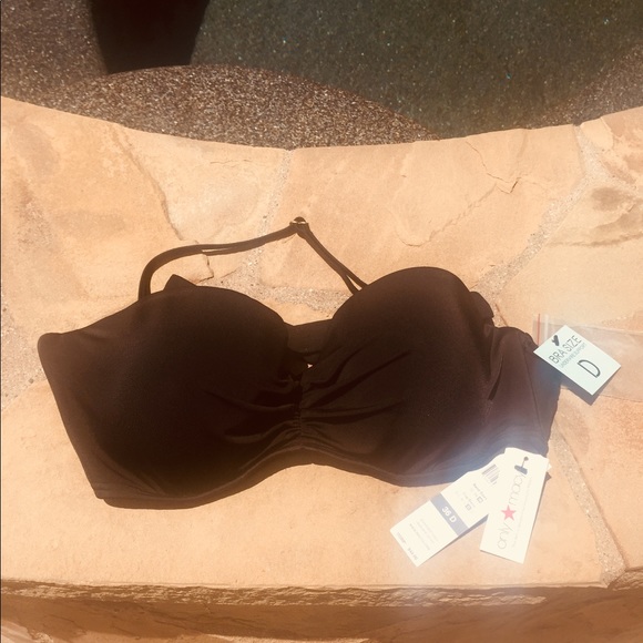 Black classic bandeau bathing suit top - Picture 4 of 7